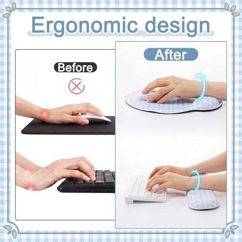 Tellegloww 3 Pcs Wrist Rest Set for Mouse Pad Keyboard, Blue