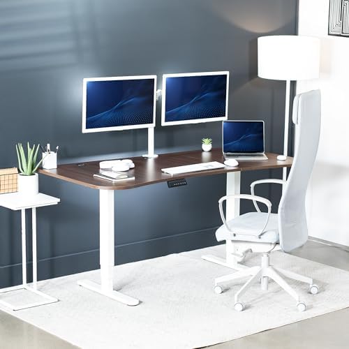 VIVO Dark Walnut 63 x 32 in Standing Desk, DESK-KIT-2W1D