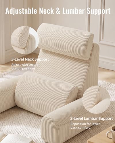 Blissful Diary Reading Pillow with Adjustable Neck & Lumbar Support, Beige