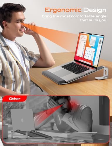 LOXP Laptop Stand for Desk, Aluminum Laptop Riser Holder with Wrist Support