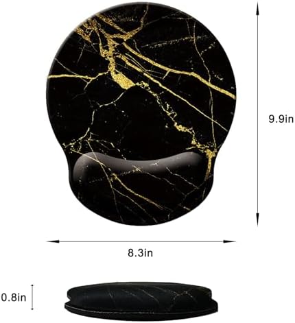 Mouse Pad with Wrist Support, Ergonomic Mouse Pad with Memory Foam Wrist Rest Cushion, Non-Slip Rubber Base Gaming Mice Pad for Home Office Computer Laptop, Black Golden Marble