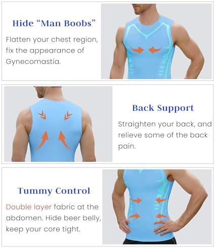 Compression Shirt Men Slimming Body Shaper Vest Crewneck Workout Tank Top