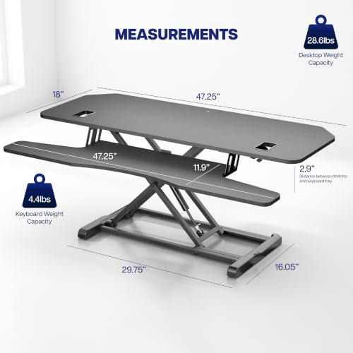 VIVO Black 48 in Corner Standing Desk Converter, DESK-V048KL