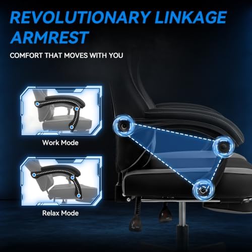 ELECWISH Ergonomic Gaming Chair, Reclining Computer Chair, Matte Gray