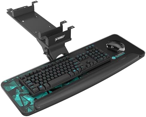EUREKA ERGONOMIC Height Adjustable Mouse & Keyboard Tray Under Desk, 28x10'' Large Slide Out Swivel Tilt Computer Keyboard Drawer with Pad for Gaming Home Office, Dual Mount