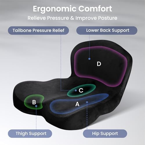 Alcedo Ergonomic Memory Foam Seat Cushion for Office Chair & Wheelchair