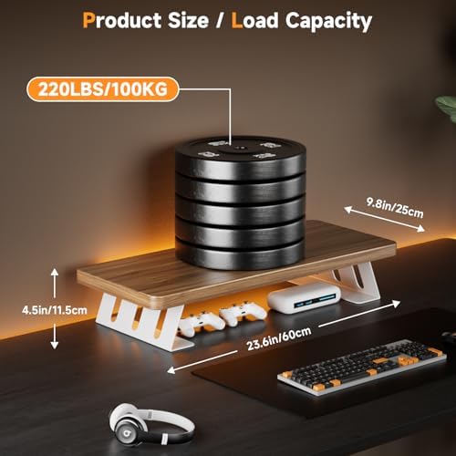 Monitor Stand Riser, 24 Inch Wood Desk Monitor Riser for Laptop/PC/Printer