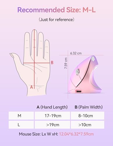 TECKNET Wireless Ergonomic Mouse, Rechargeable Wireless Vertical Mouse