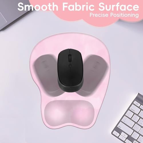 Mouse Pad with Wrist Rest Ergonomic Mouse Pad with Comfortable M-Shape Pain Relief Wrist Support Non-Slip PU Base Mousepad for Laptop, Office & Home (Blush Pink)