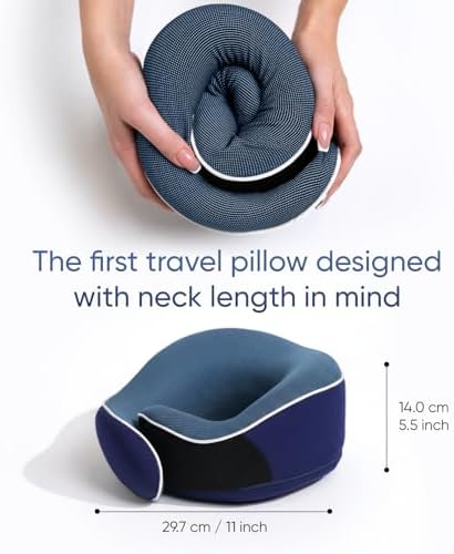 Proglobe Travel Pillow, Orthopedic Memory Foam Airplane Neck Pillow, Blue