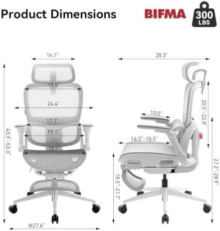 SIHOO B300 Pro Ergonomic Office Chair with Footrest, 4D Lumbar Support