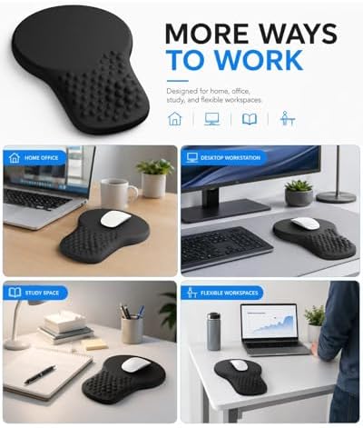 Ergonomic Mouse Pad with Wrist Rest Support, Mousepad for Carpal Tunnel Pain Relief, Memory Foam with Massage Design, Non-Slip Base for Office, Home, Gamming