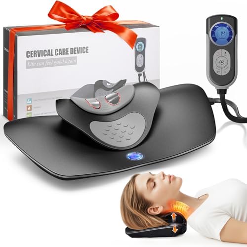 Multi-Functional Cervical Traction Device, Dynamic Neck Massager with Pulsed Electrotherapy & Heat Therapy, 3 Modes&12 Intensities, Neck Stretcher to Relieve Neck Stiffness, Home &Office Use