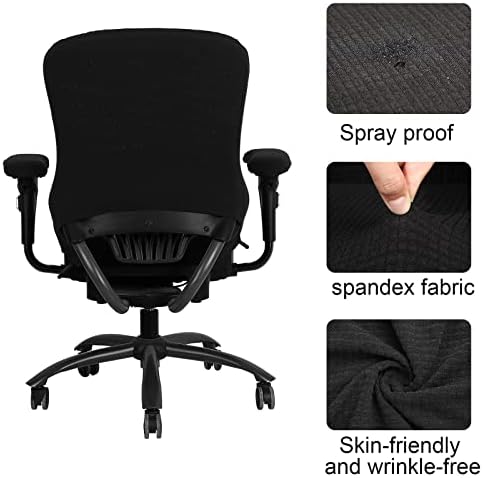 Tallew 4 Pcs Office Chair Covers Stretchable Armrest Seat,XL,Black