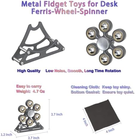 Desk-Fidget-Toys for Ferris-Wheels-Spinner: 4mins Metal Kinetic-Spinner Cool-Gadgets for Office Home School Christmas, EDC-Toy ADHD Tools Cool-Stuff Stress Relief Gift for Kid Children Teen Adult