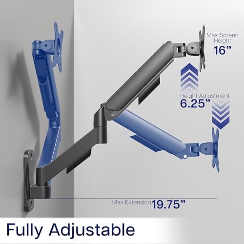 VIVO Single Monitor Counterbalance Wall Mount for 32 inch Screens up to 19.8 lbs, Full Motion, Max VESA 100x100, Black, MOUNT-V001G
