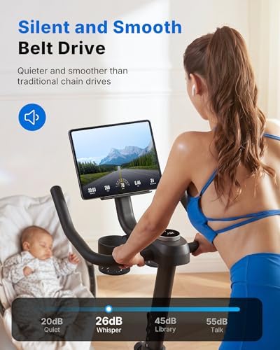 MERACH Exercise Bike, Magnetic Friction Stationary Bike for Home with APP