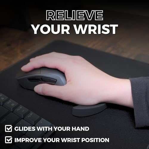 Virtusx Ergonomic Wrist Rest for Mouse, Right-Handed Gliding and Sliding Palm Wrist Support Pad, Carpal Tunnel and Pain Relief, Desk Accessories for Office Work, Gaming, Coding