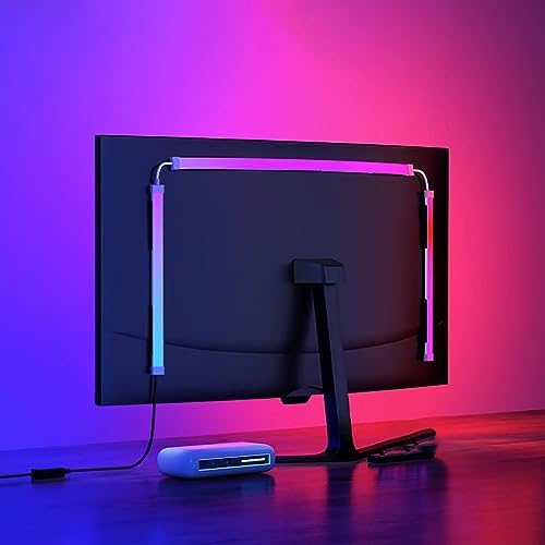 Monitor LED Backlights for PC & Mac, RGBIC LED Strip Lights that Sync with Screen Color or Music, Computer Light Bar Behind Monitor, LEDs for Desk Gaming, USB Port, Software Control (24 in)