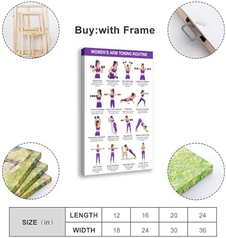 Arm Workout for Women Dumbbell Arm Exercise Chart Upper Body Strength Training Home Gym Canvas Poster Bedroom Decor Room Decor Frame 20x30inch