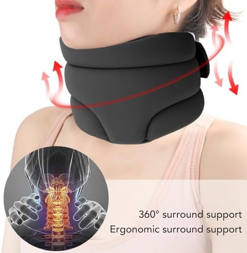 Neck Brace for Neck Pain and Support, Soft Neck Support Brace for Sleeping, Adjustable Cervical Collar Keep Vertebrae Stable and Aligned, Relief of Cervical Spine Pressure (Black)