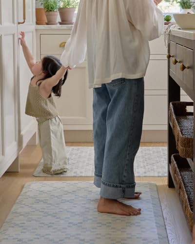 House of Noa Nama Standing Mat – Anti-Fatigue Cushioned Kitchen Mats for Floor | Ergonomic Bounce-Back Foam Kitchen Mats | Anti-Fatigue Mats for Kitchen & Standing | Sloan Peri Blue | 22" x 36"