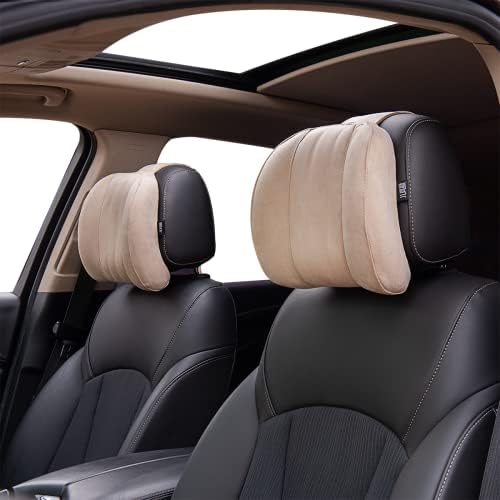 Car Headrest Pillow Soft Suede Fabric Memory Foam Car Neck Pillow Ultimate Comfort and Support for Driving and Travel