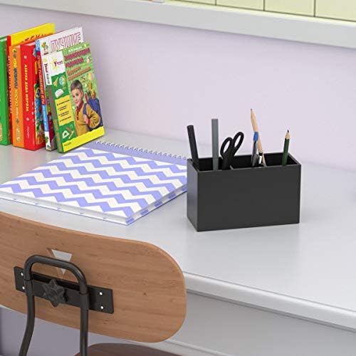 NIUBEE Black Pen Holder 3 Compartments, Acrylic Desk Pencil Organizer Cup