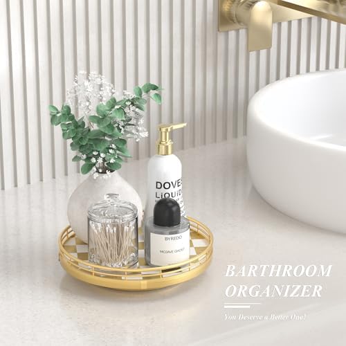 9-Inch Gold Lazy Susan Spice Organizer with Guard Rail