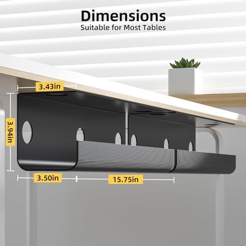 Yecaye 2 Pack Cable Management Under Desk, 31.5 in, Black