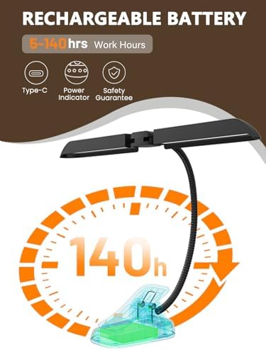 Vekkia 96 Led Rechargeable Music Stand Light - Folding Clip On Piano Lamp
