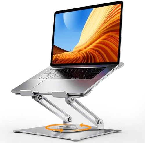 Urmust 360° Rotating Laptop Stand for Desk, 10-15.6“ Laptop Riser, Silver