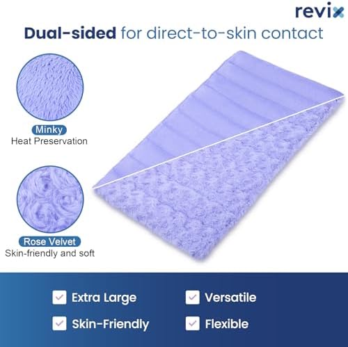 REVIX Extra Large Microwavable Heating Pad for Back, Heating Wrap, Purple