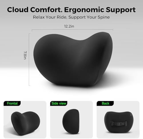 BEBAS Memory Foam Car Headrest Pillow - Breathable Neck Support Pillow for Driving, Universal Fit Cars/SUVs/Tesla/Toyota & Office Chair, Removable Cover (Black, Summer)