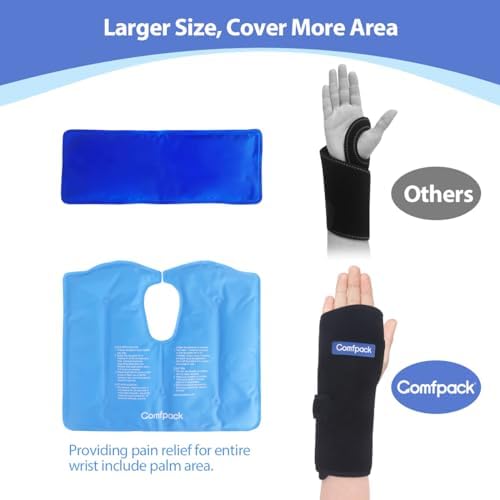Comfpack Wrist Ice Pack for Carpal Tunnel, Reusable Hot Cold Therapy Hand Ice Pack Wrap Wrist Ice Brace for Hand Surgery, Rheumatoid, Tendinitis, Swelling, Injuries, Pain Relief