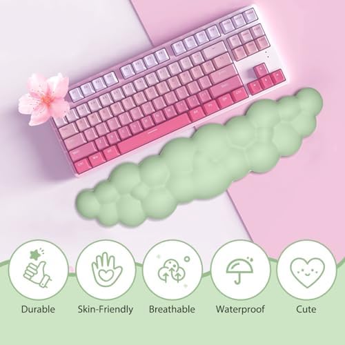 JIKIOU Upgrade Leather Cloud Wrist Rest for Keyboard and Mouse & Cup Pad