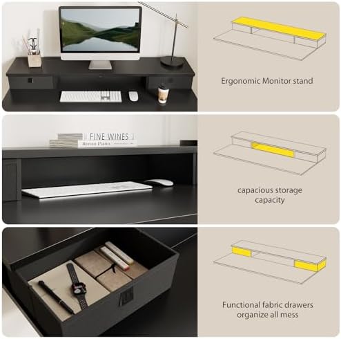 Agilestic 55 * 24 Inch Electric Standing Desk with Drawers, Black