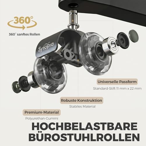 Office Chair Wheels 2" Desk Chair Caster Wheels Smooth Roller Style Quiet for Carpet and Hardwood Floors Universal Fit 11x22 mm Set of 5 Dark Grey
