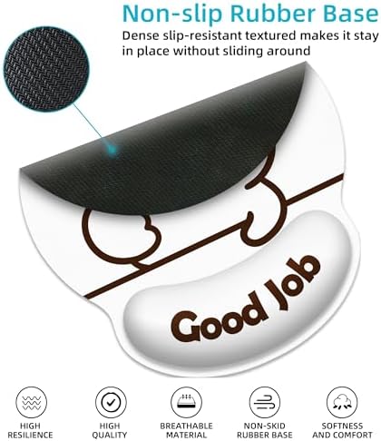 Good Job Cat Ergonomic Mouse Pad with Wrist Rest for Desk Work Office
