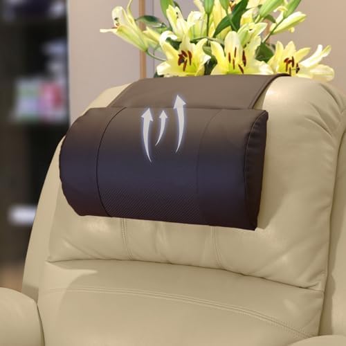 Breathable Perforated Leather Recliner Memory Foam Head Pillow - Non-Slip Base with Adjustable Neck Support in Chocolate, for Recliners, Sofas, and Loveseats, Ensuring Unmatched Relaxation