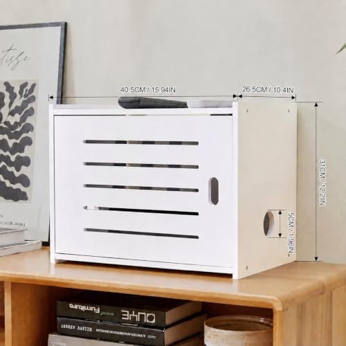 WiFi Router Storage Cabinet, WiFi Box Hider with Cable Management