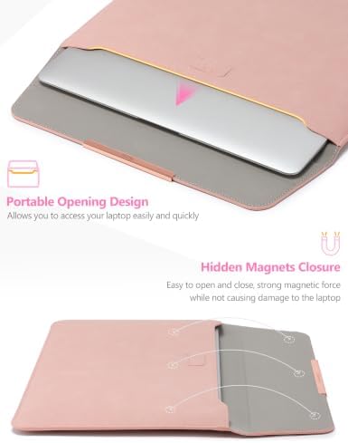 HYZUO 13.3-14 Inch Laptop Case Sleeve with Stand for MacBook,Pink