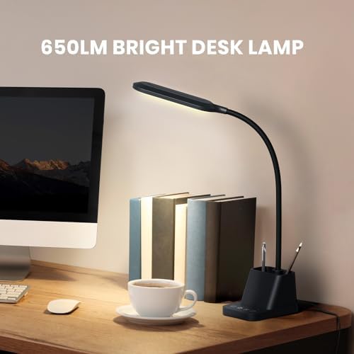 AXX LED Desk Lamp with USB Charging Port for College Dorm Room