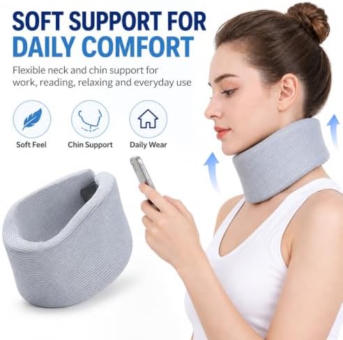 Neck Brace for Posture, Soft Cervical Collar for Sleeping, Working & Travel, Adjustable Breathable Nylon-Spandex Neck Support Brace for Women and Men
