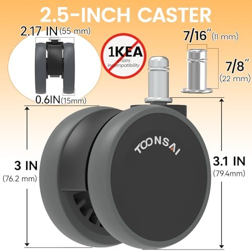 3 Inch Office Desk Chair Wheels Replacement, Computer Gaming Chair Wheels