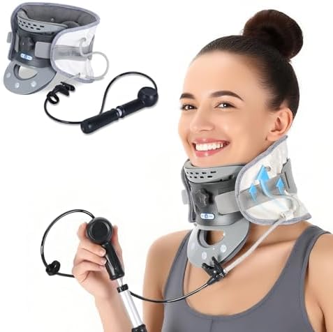 Cervical Neck Traction Device, Inflatable Neck Stretcher for Pain Relief, Posture Correction, Neck Brace Neck Decompression Device with Air Pump