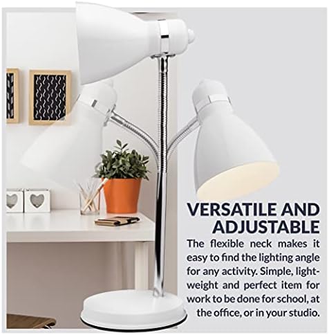Newhouse Lighting Oxford White Metal Flexible Classic Goose Neck Design Desk or Table Lamp for Office or Bedroom Use