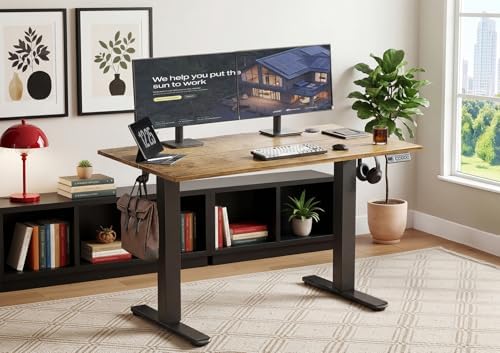 YDN Electric Standing Desk, 40x24 Inch, Rustic Brown