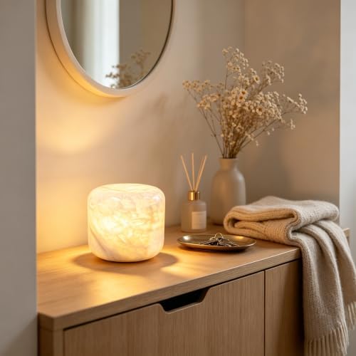 Natural Marble Lamp Cordless Pat Control Night Light Rechargeable Small Marble Table Lamp, Dimming Warm Glow Portable Stone Touch Lamp for Bedroom, Living Room, Decor Gift