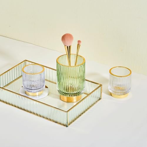 Makeup Brush Holder Organizer,Toothbrush Holders,Desk Pen Pencil Holder,Multifunctional Vintage Glass Brush Cup(A3-32-US)